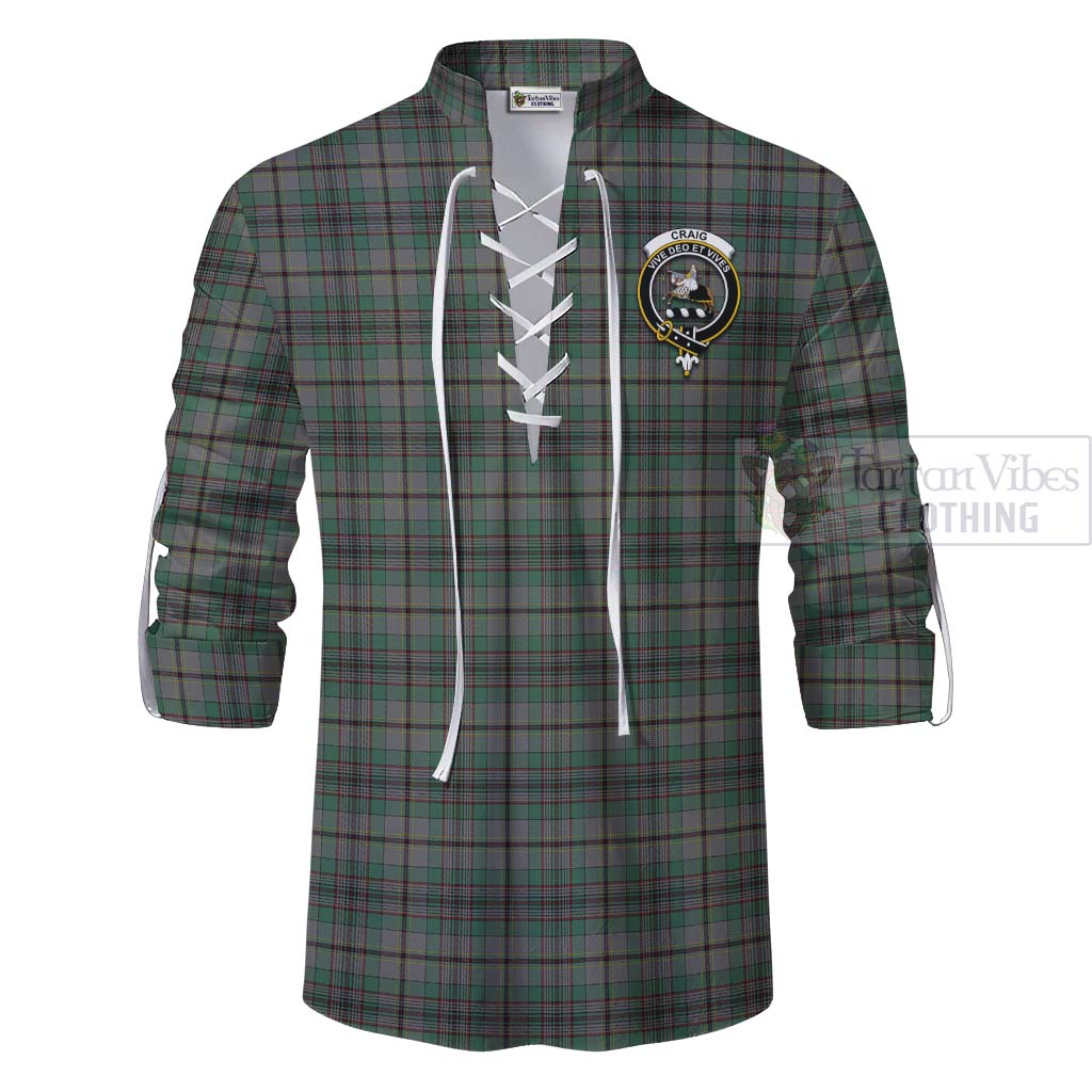 Tartan Vibes Clothing Craig Tartan Ghillie Kilt Shirt with Family Crest Celtic Skull Style