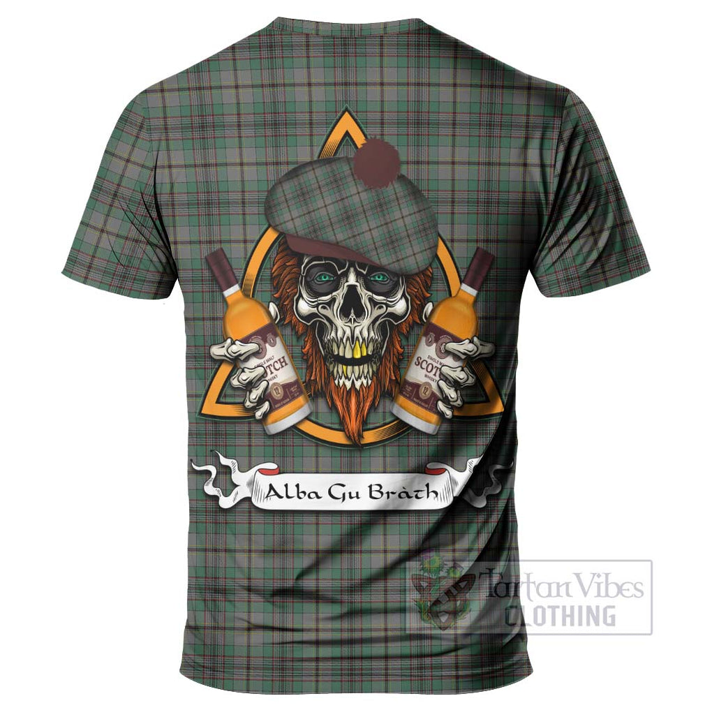 Tartan Vibes Clothing Craig Tartan T-Shirt with Family Crest and Bearded Skull Holding Bottles of Whiskey