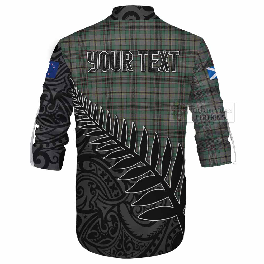 Tartan Vibes Clothing Craig Crest Tartan Ghillie Kilt Shirt with New Zealand Silver Fern Half Style