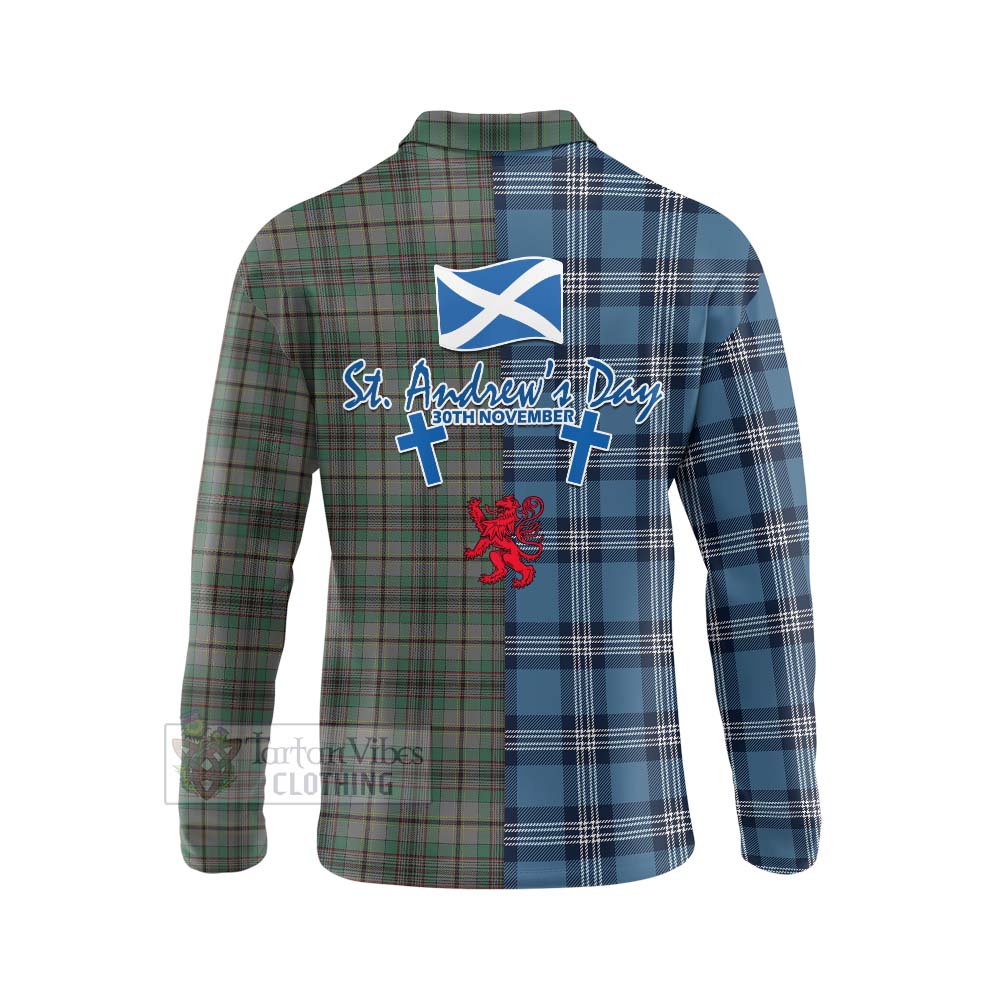 Tartan Vibes Clothing Craig Tartan Long Sleeve Polo Shirt Happy St. Andrew's Day Half Tartan Style