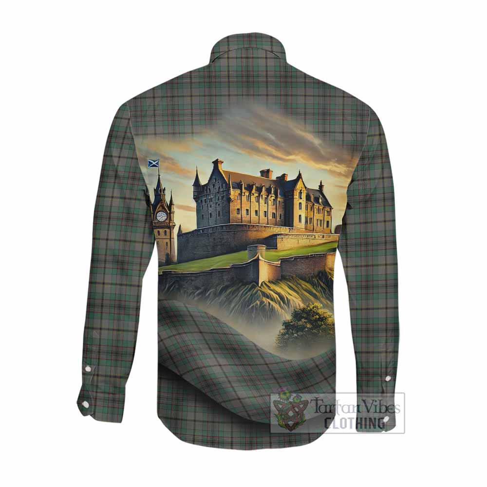 Craig Tartan Family Crest Long Sleeve Button Shirt with Scottish Ancient Castle Style Men's Shirt - Tartan Vibes Clothing