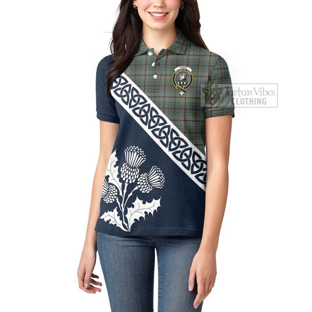 Tartan Vibes Clothing Craig Tartan Women's Polo Shirt Featuring Thistle and Scotland Map