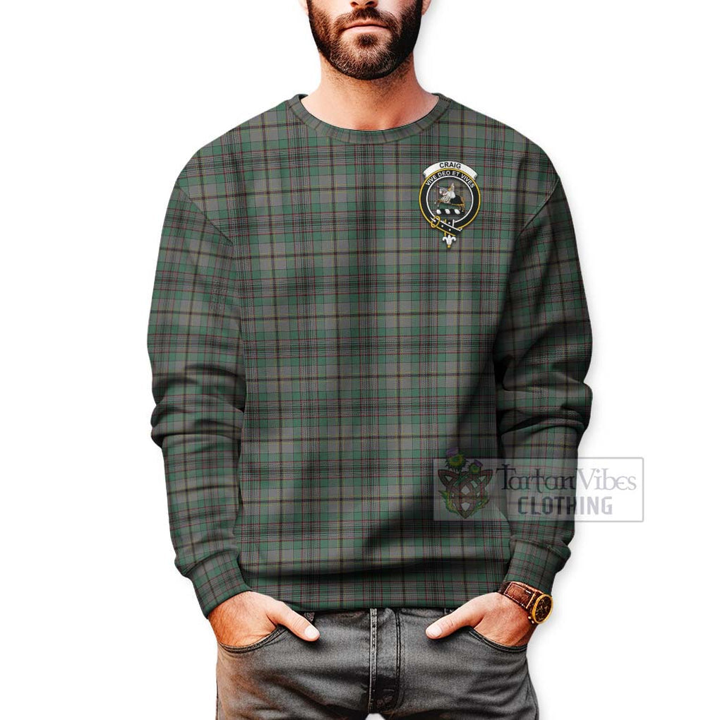 Tartan Vibes Clothing Craig Tartan Sweatshirt with Family Crest and Bearded Skull Holding Bottles of Whiskey