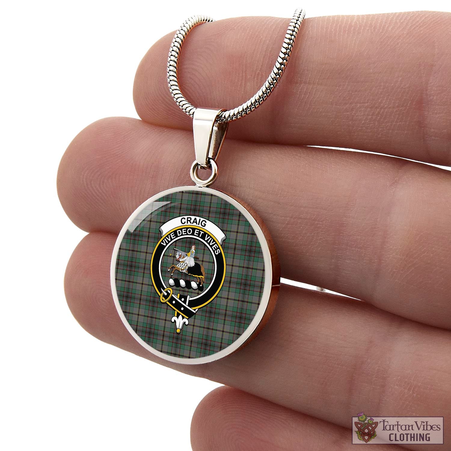 Tartan Vibes Clothing Craig Tartan Circle Necklace with Family Crest