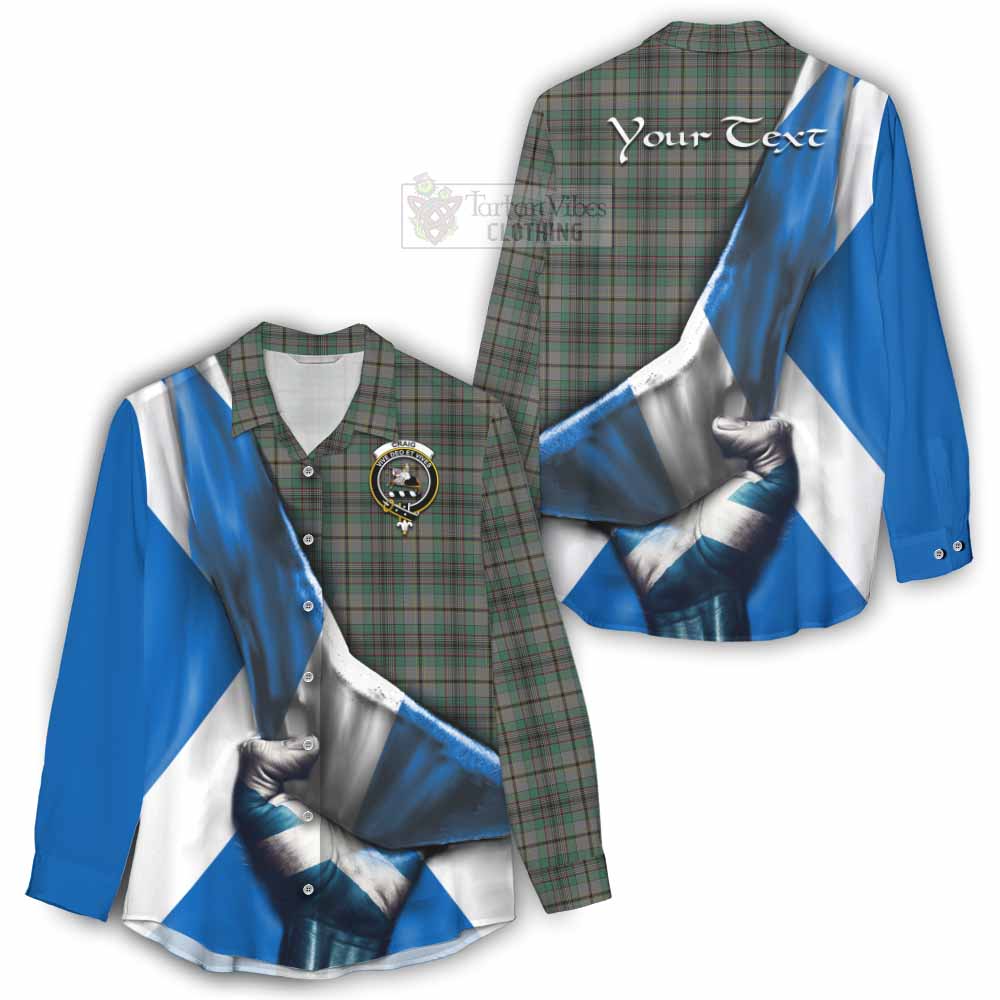 Tartan Vibes Clothing Craig Tartan Women's Casual Shirt with Family Crest Scotland Patriotic Style