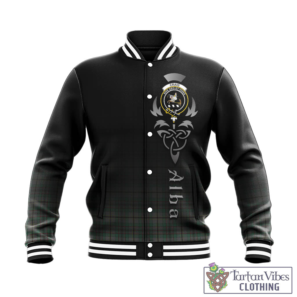 Tartan Vibes Clothing Craig Tartan Baseball Jacket Featuring Alba Gu Brath Family Crest Celtic Inspired