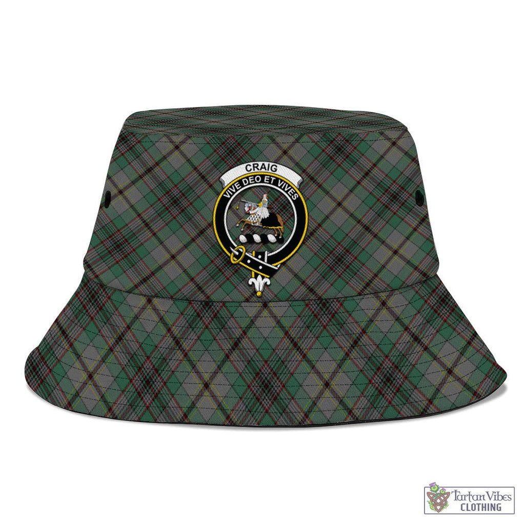 Tartan Vibes Clothing Craig Tartan Bucket Hat with Family Crest