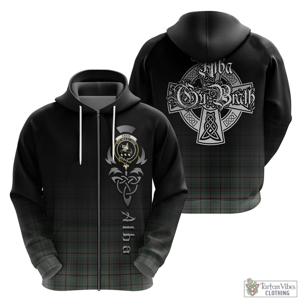 Tartan Vibes Clothing Craig Tartan Hoodie Featuring Alba Gu Brath Family Crest Celtic Inspired