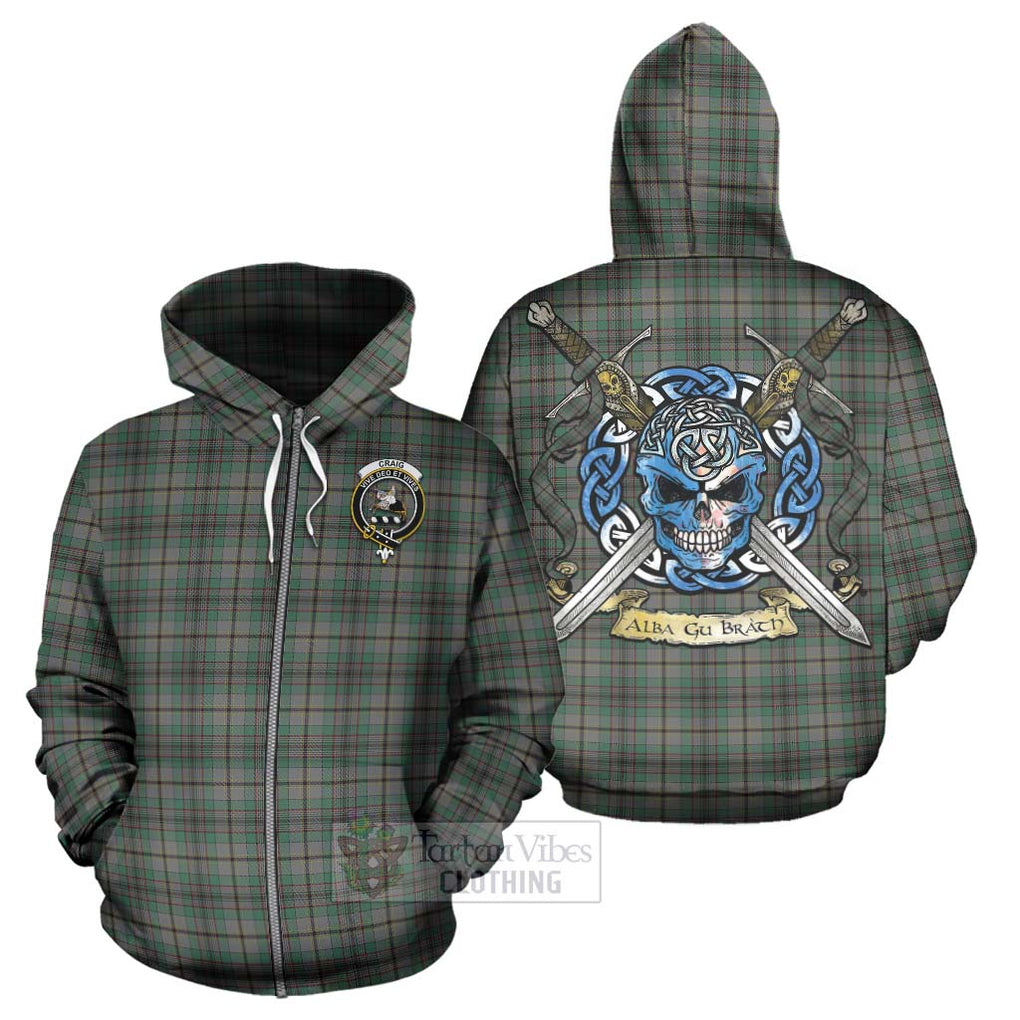 Tartan Vibes Clothing Craig Tartan Hoodie with Family Crest Celtic Skull Style