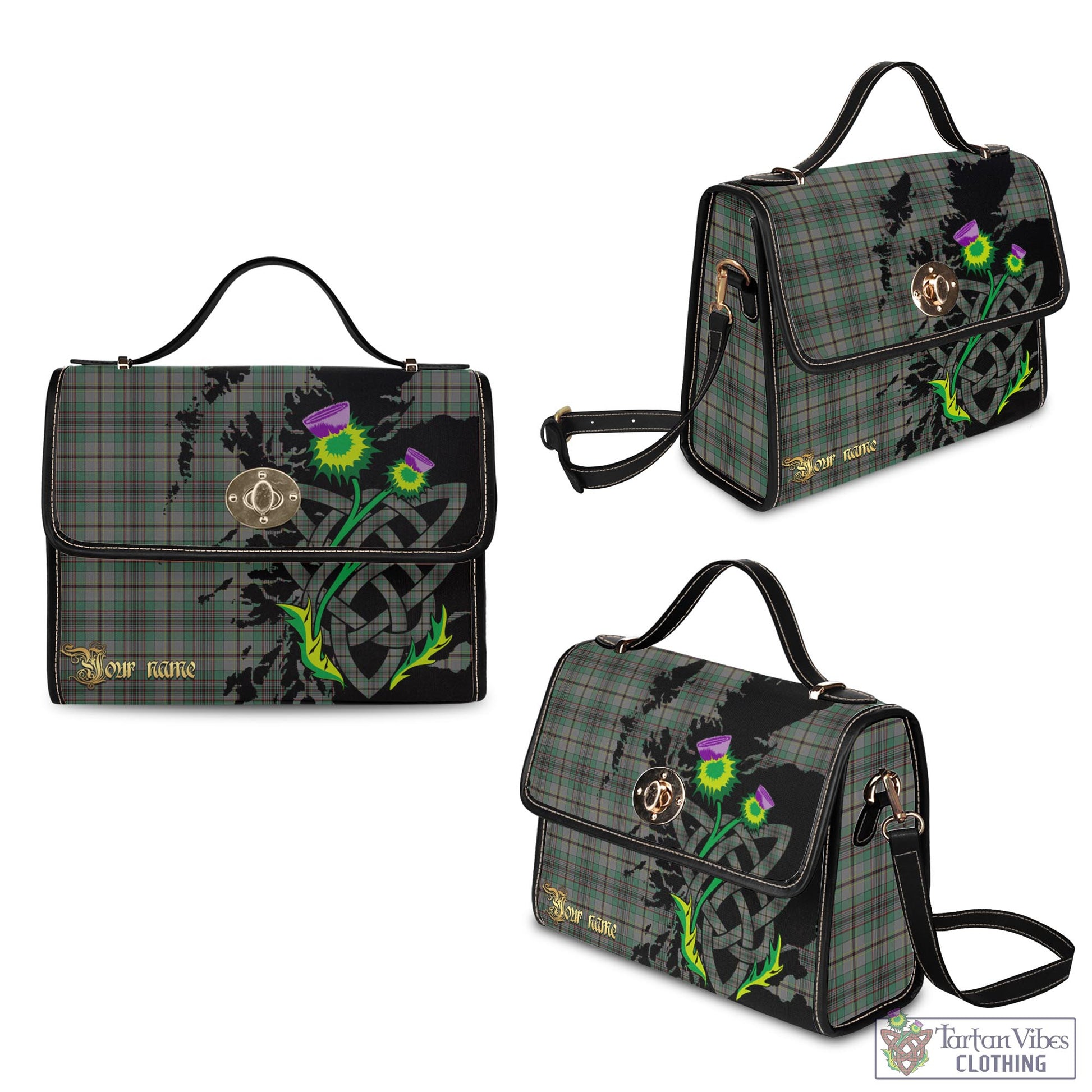 Tartan Vibes Clothing Craig Tartan Waterproof Canvas Bag with Scotland Map and Thistle Celtic Accents