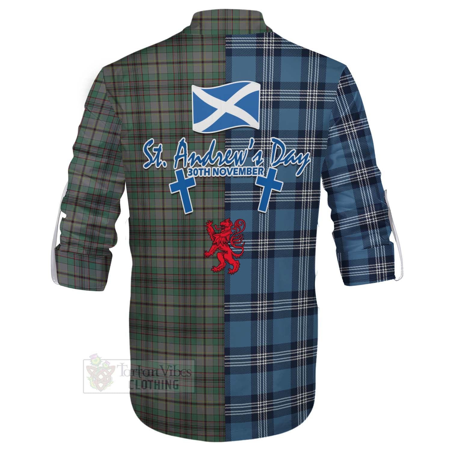 Tartan Vibes Clothing Craig Tartan Ghillie Kilt Shirt Happy St. Andrew's Day Half Tartan Style