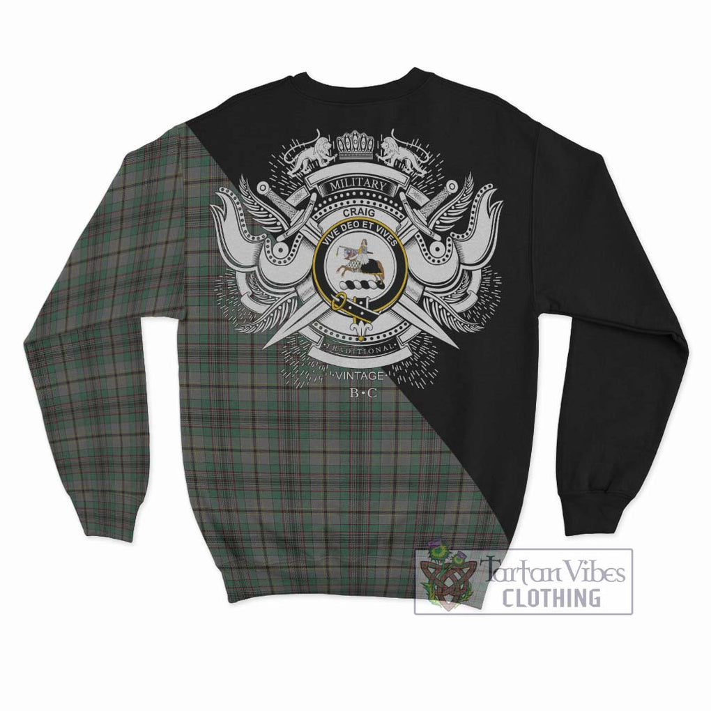 Craig Tartan Sweatshirt with Family Crest and Military Logo Style - Tartanvibesclothing Shop