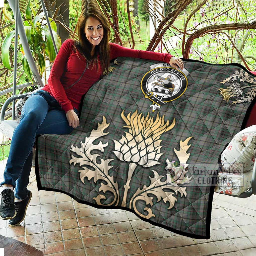 Tartan Vibes Clothing Craig Tartan Quilt with Family Crest and Golden Thistle Style