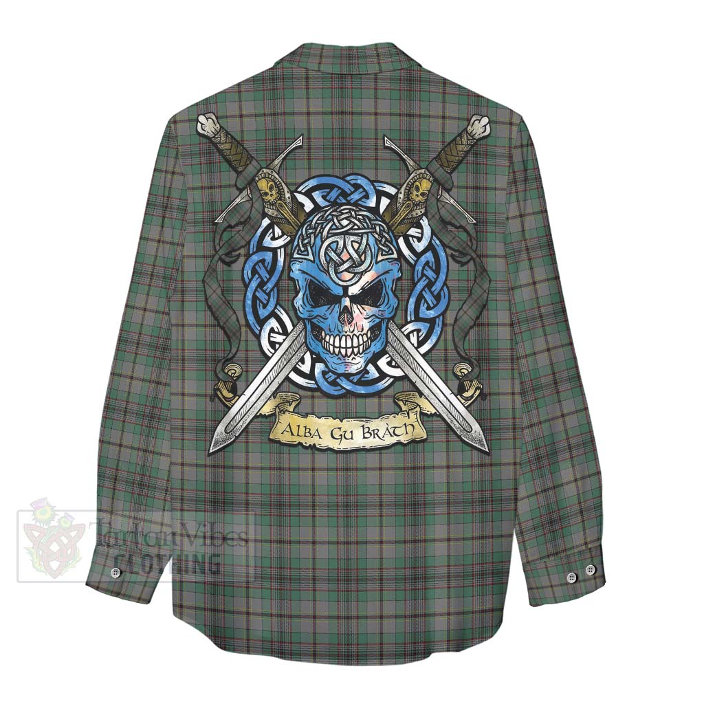 Tartan Vibes Clothing Craig Tartan Women's Casual Shirt with Family Crest Celtic Skull Style