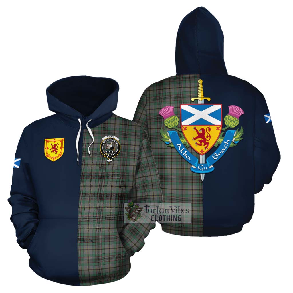 Tartan Vibes Clothing Craig Tartan Cotton Hoodie Alba with Scottish Lion Royal Arm Half Style