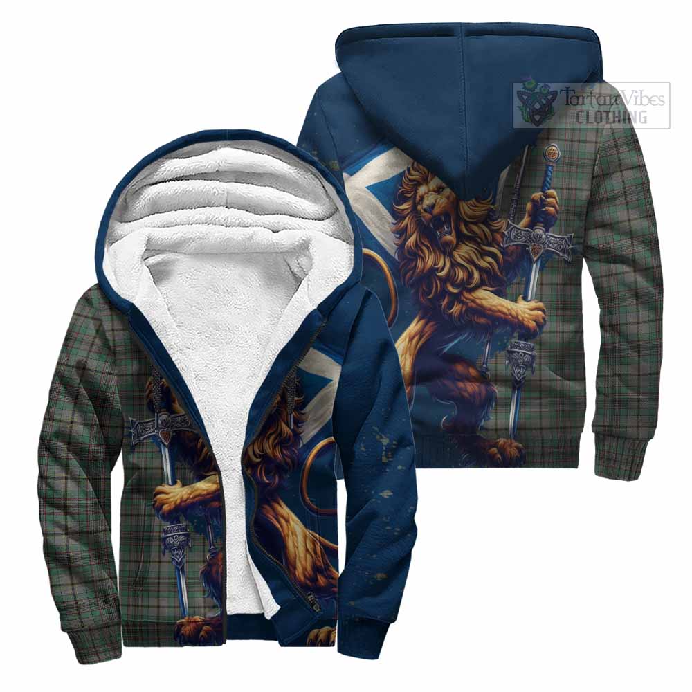 Tartan Vibes Clothing Craig Tartan Family Crest Sherpa Hoodie with Scottish Majestic Lion