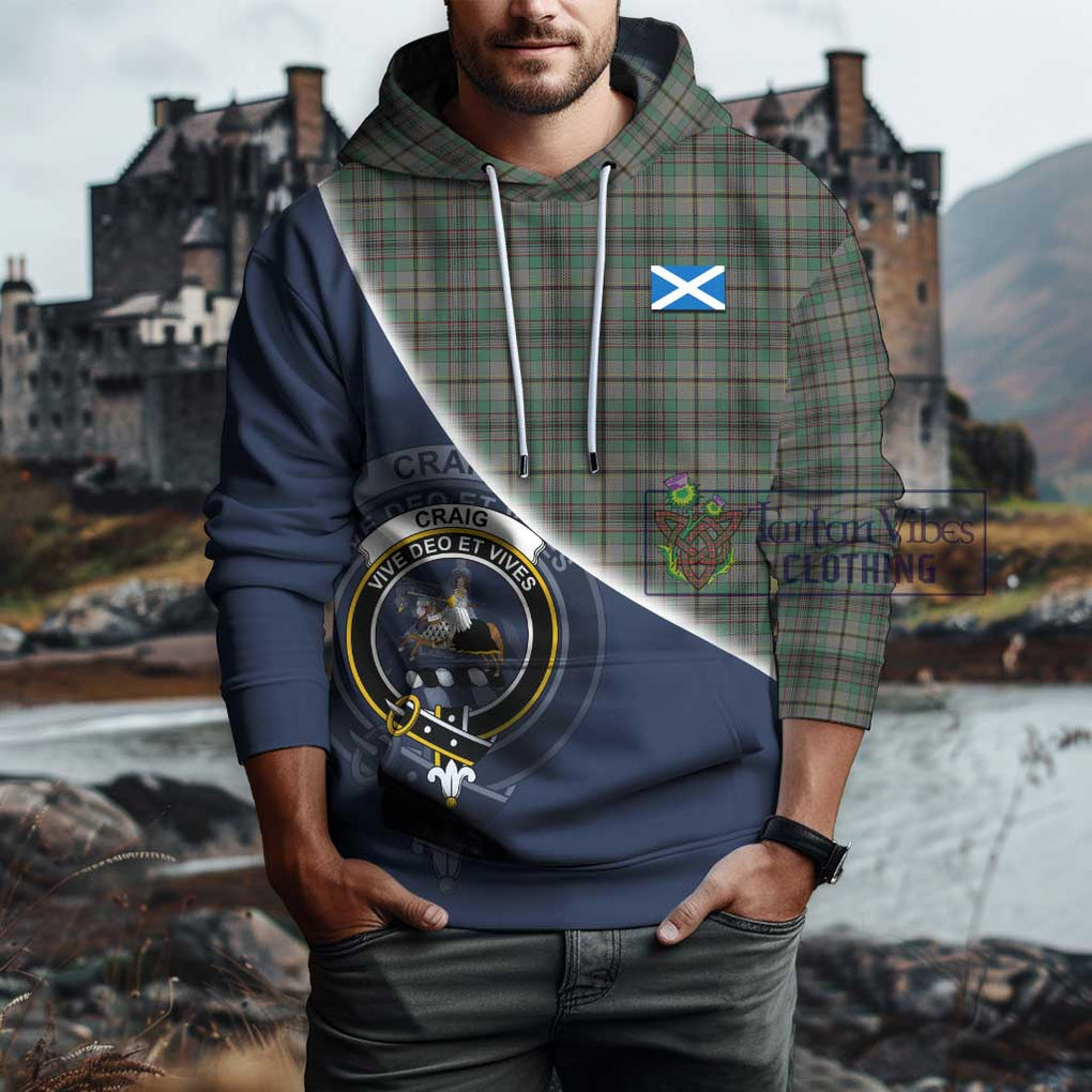 Craig Tartan Hoodie with Personalised National Flag and Family Crest Half Style - Tartanvibesclothing Shop