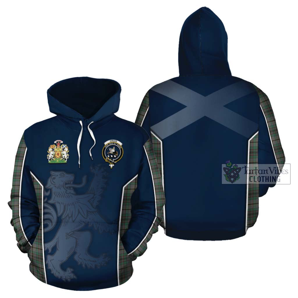 Tartan Vibes Clothing Craig Tartan Cotton Hoodie with Family Crest and Lion Rampant Vibes Sport Style