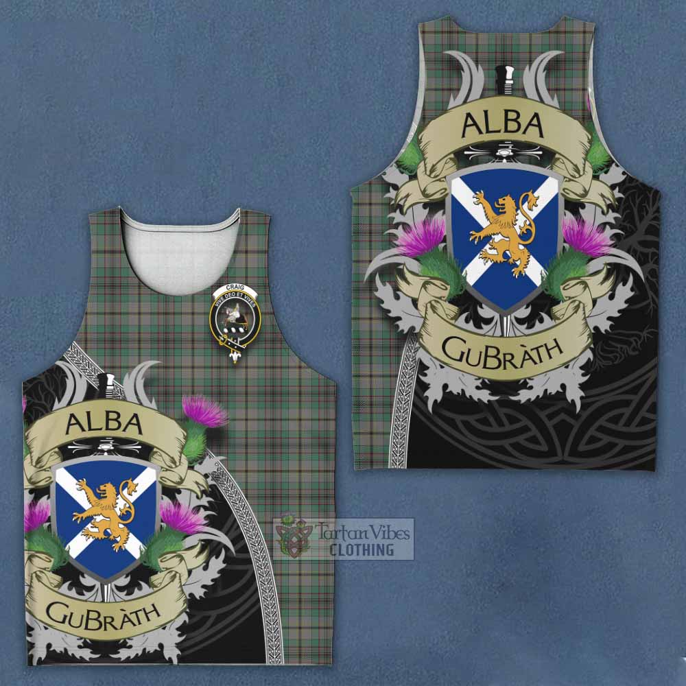 Craig Tartan Family Crest Men's Tank Top Lion Rampant Royal Thistle Shield Celtic Inspired - Tartan Vibes Clothing