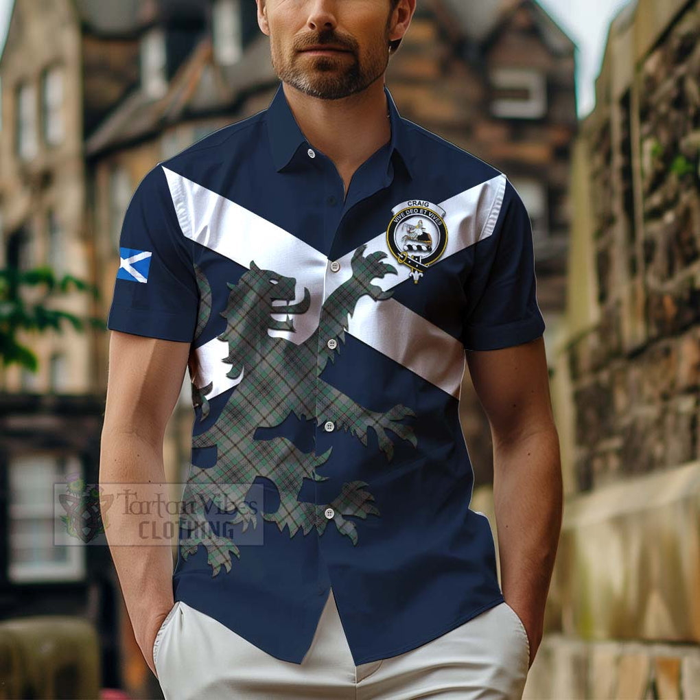 Tartan Vibes Clothing Craig Tartan Lion Rampant Short Sleeve Button Shirt – Proudly Display Your Heritage with Alba Gu Brath and Clan Name