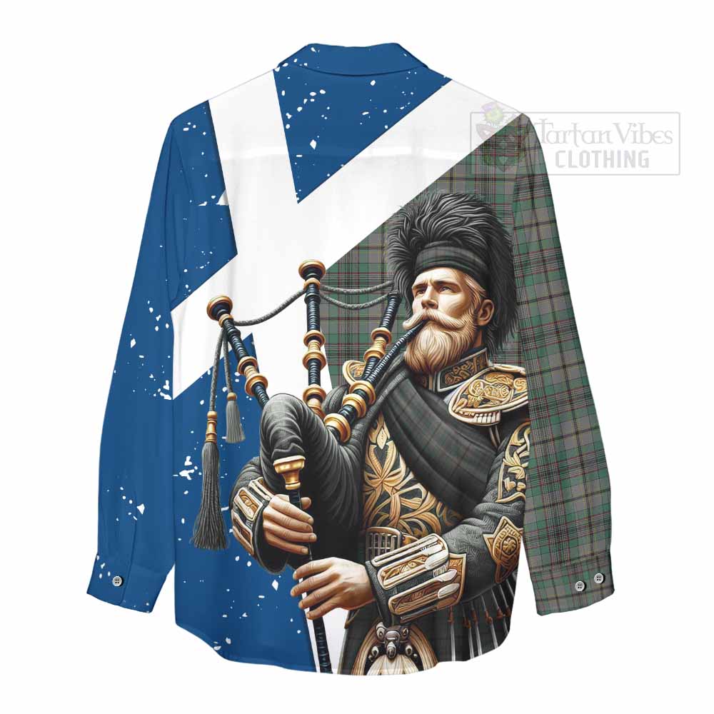 Tartan Vibes Clothing Craig Tartan Women's Casual Shirt with Family Crest Scottish Bagpiper Vibes