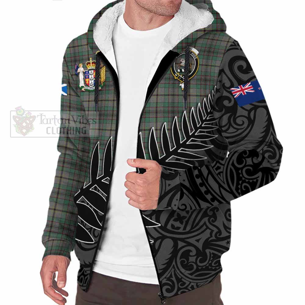 Tartan Vibes Clothing Craig Crest Tartan Sherpa Hoodie with New Zealand Silver Fern Half Style