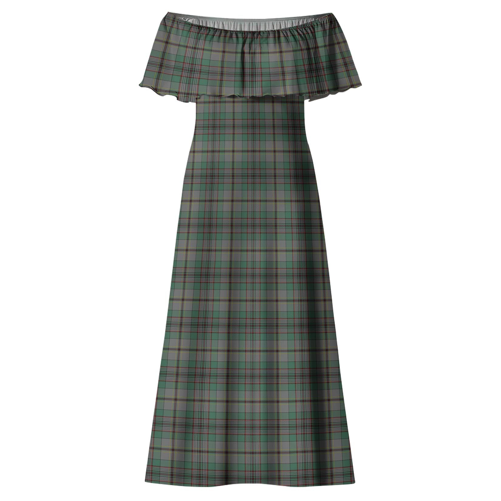 Craig Tartan Off Shoulder Long Dress - Tartanvibesclothing