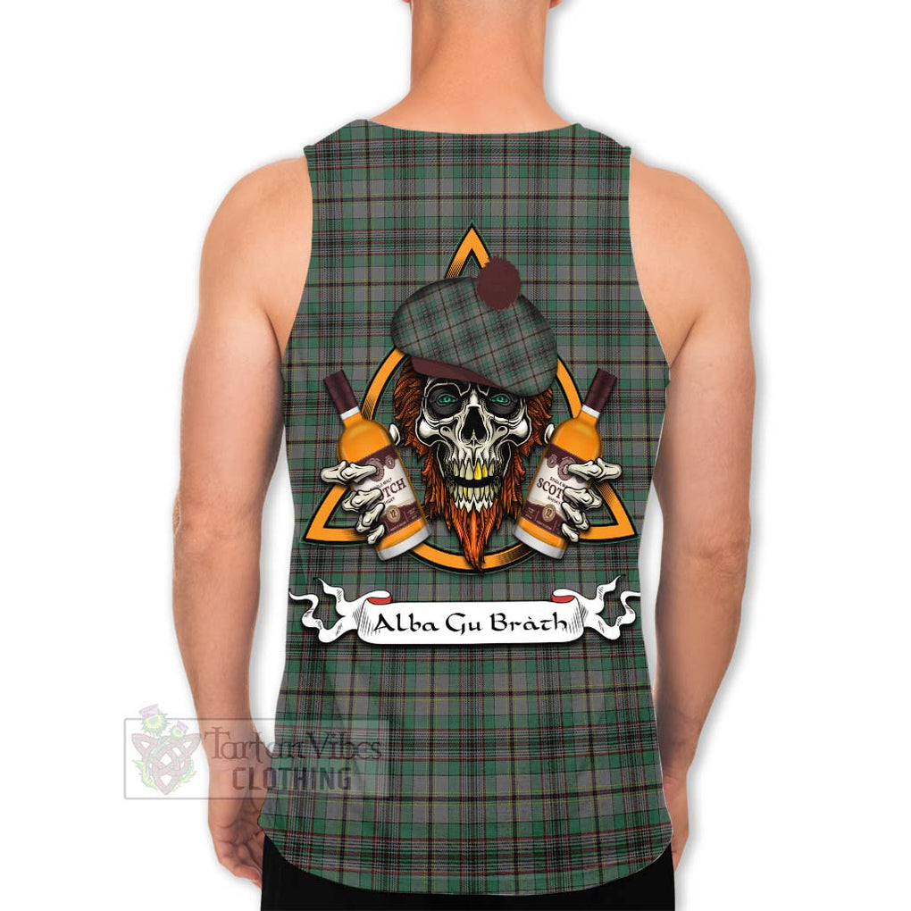 Tartan Vibes Clothing Craig Tartan Men's Tank Top with Family Crest and Bearded Skull Holding Bottles of Whiskey