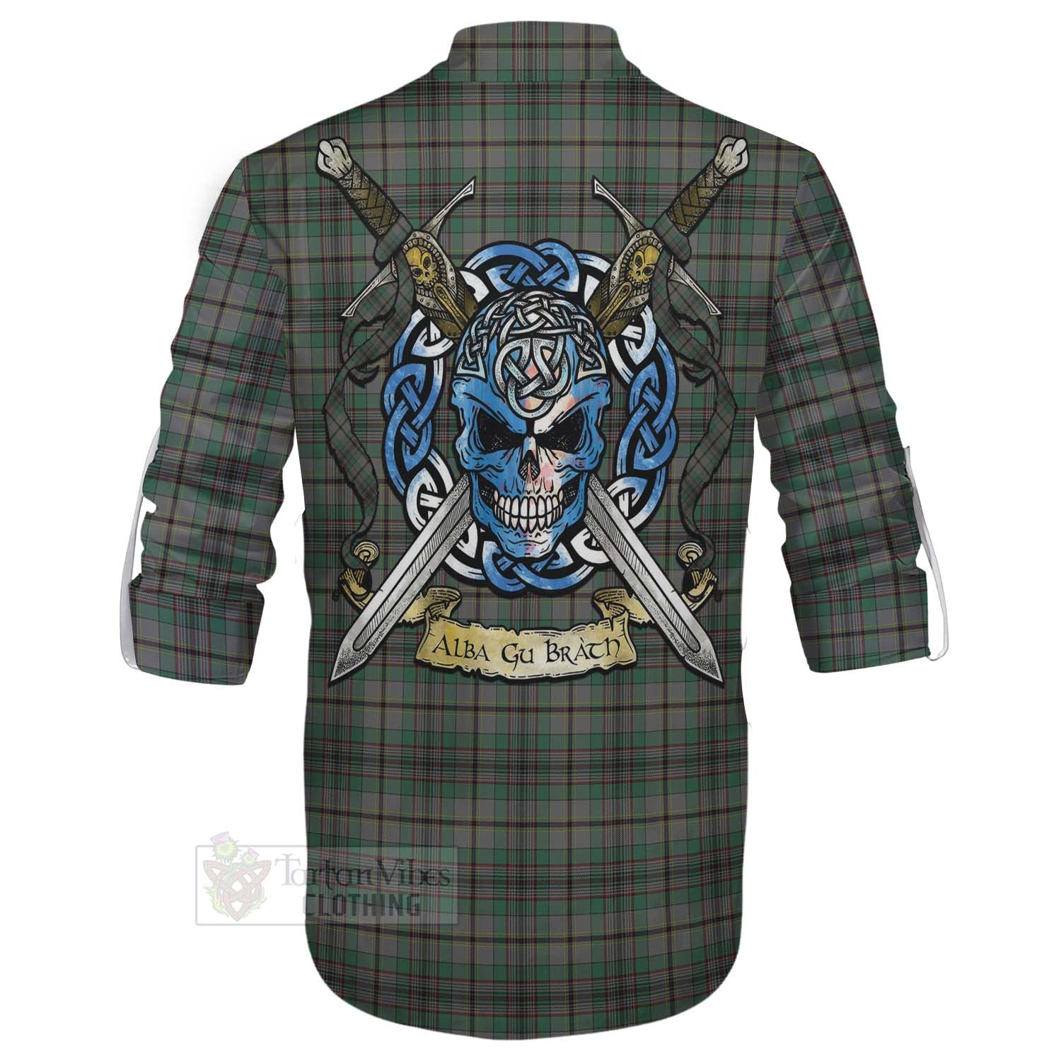 Tartan Vibes Clothing Craig Tartan Ghillie Kilt Shirt with Family Crest Celtic Skull Style