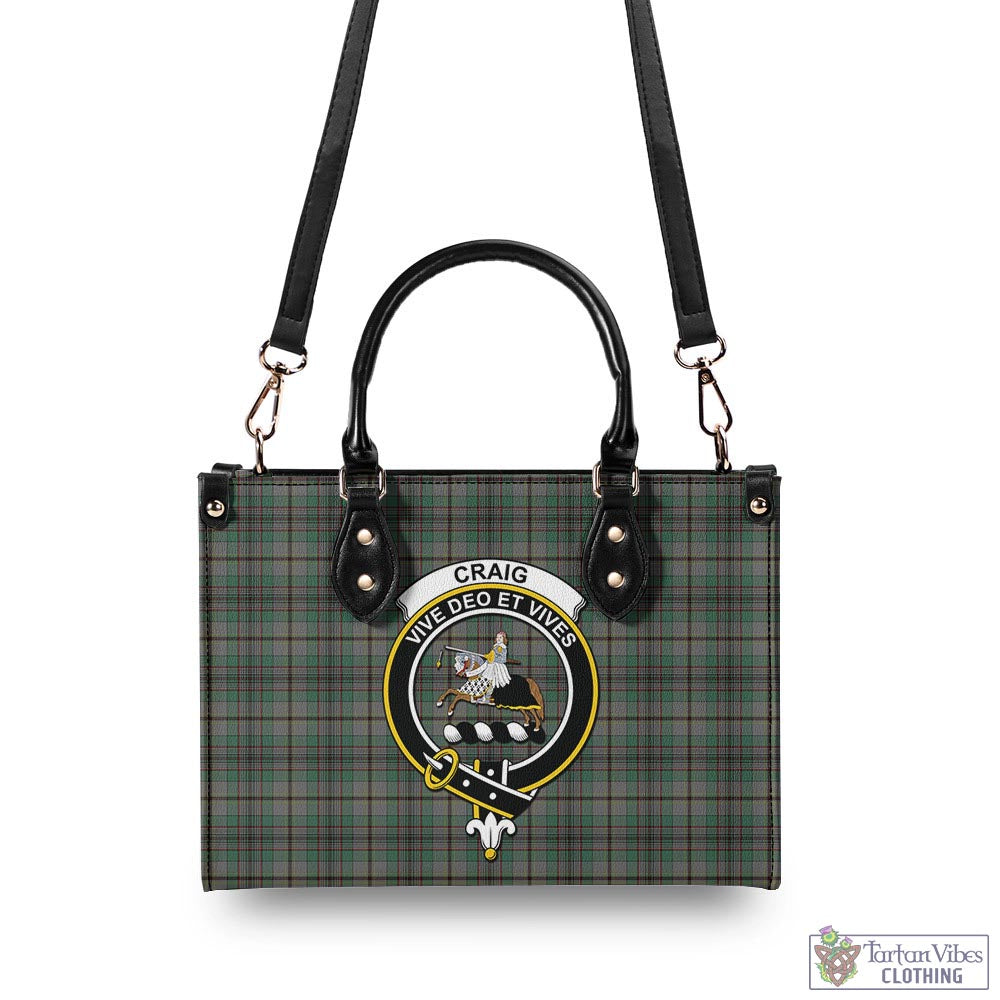 Tartan Vibes Clothing Craig Tartan Luxury Leather Handbags with Family Crest