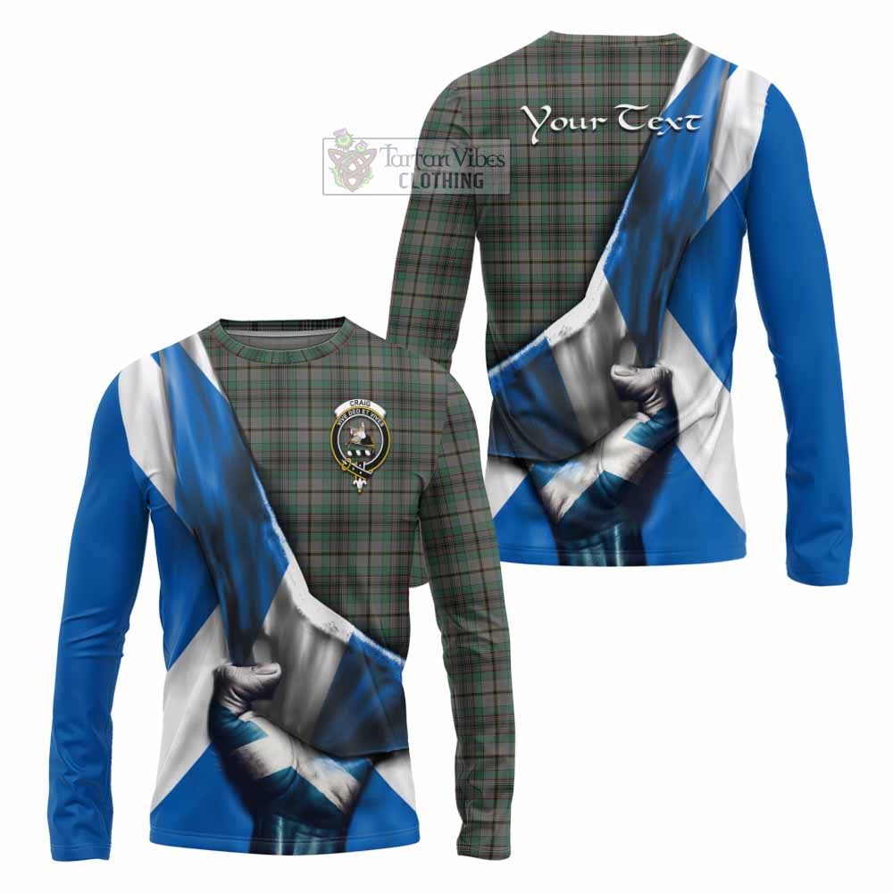 Tartan Vibes Clothing Craig Tartan Long Sleeve T-Shirt with Family Crest Scotland Patriotic Style