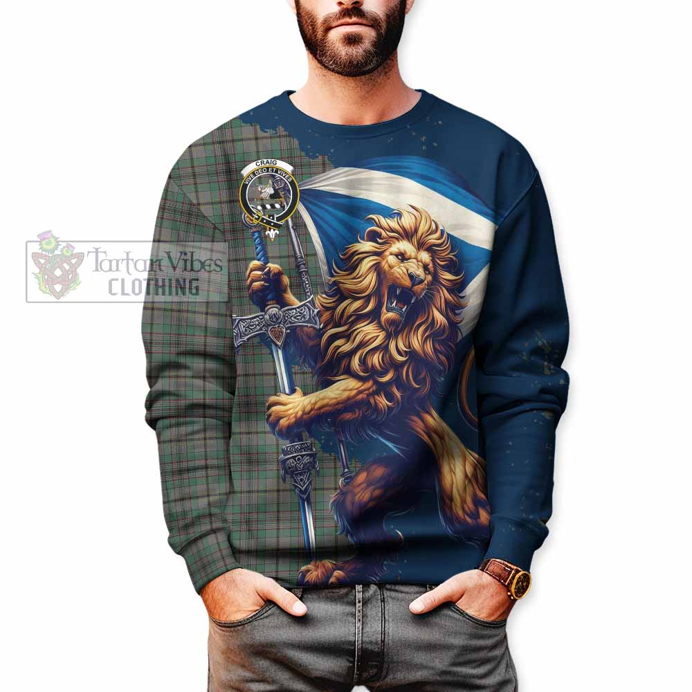 Tartan Vibes Clothing Craig Tartan Family Crest Sweatshirt with Scottish Majestic Lion