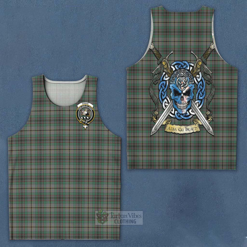 Tartan Vibes Clothing Craig Tartan Men's Tank Top with Family Crest Celtic Skull Style