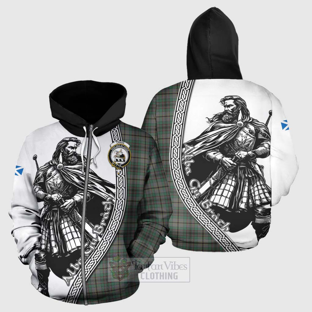 Tartan Vibes Clothing Craig Tartan Clan Crest Hoodie with Highlander Warrior Celtic Style