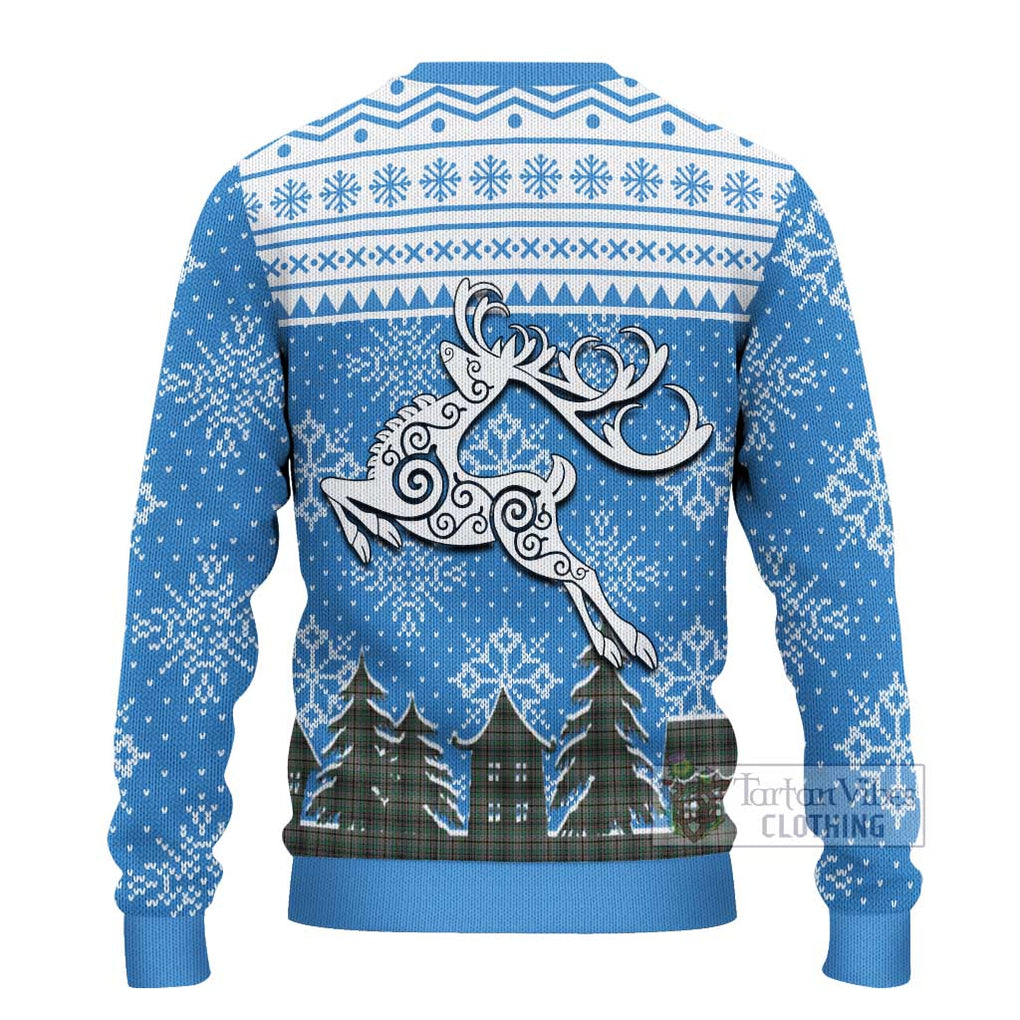 Tartan Vibes Clothing Craig Clan Christmas Ugly Sweater with Tartan and Celtic Raindeer Style