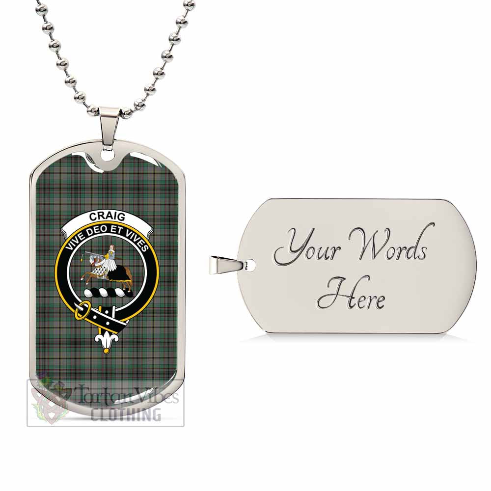 Tartan Vibes Clothing Craig Tartan Dog Tag Necklace with Family Crest