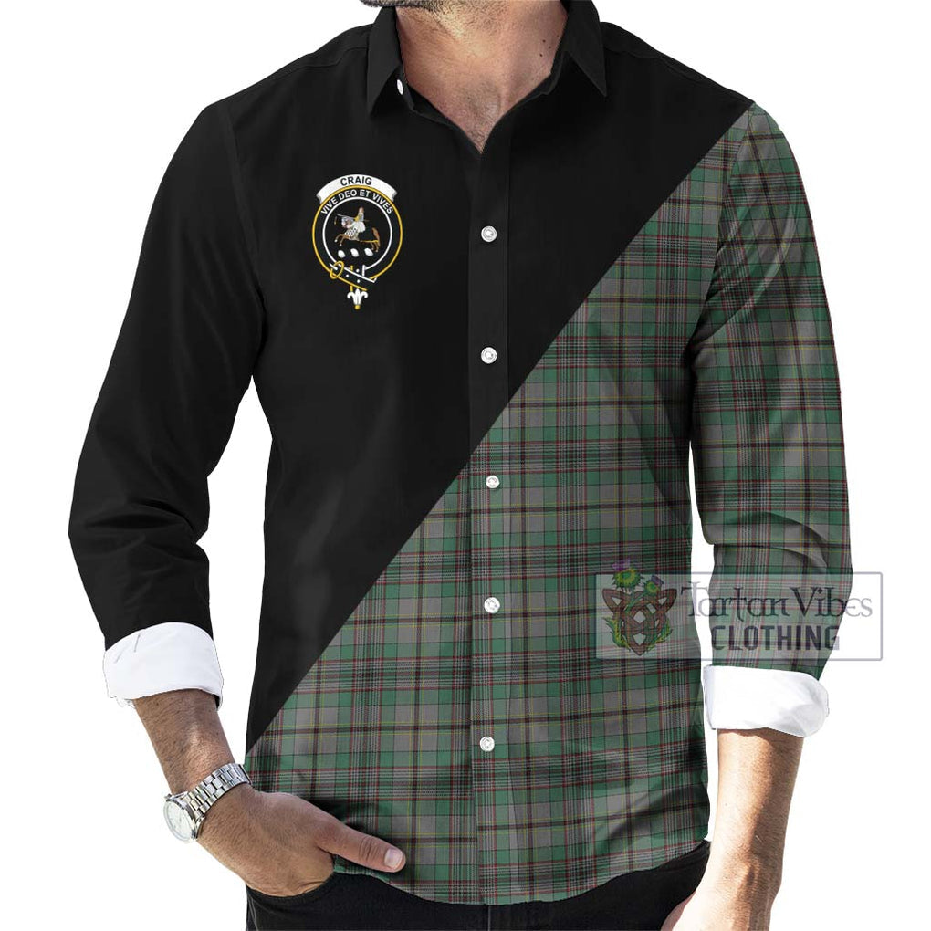 Craig Tartan Long Sleeve Button Shirt with Family Crest and Military Logo Style - Tartanvibesclothing Shop