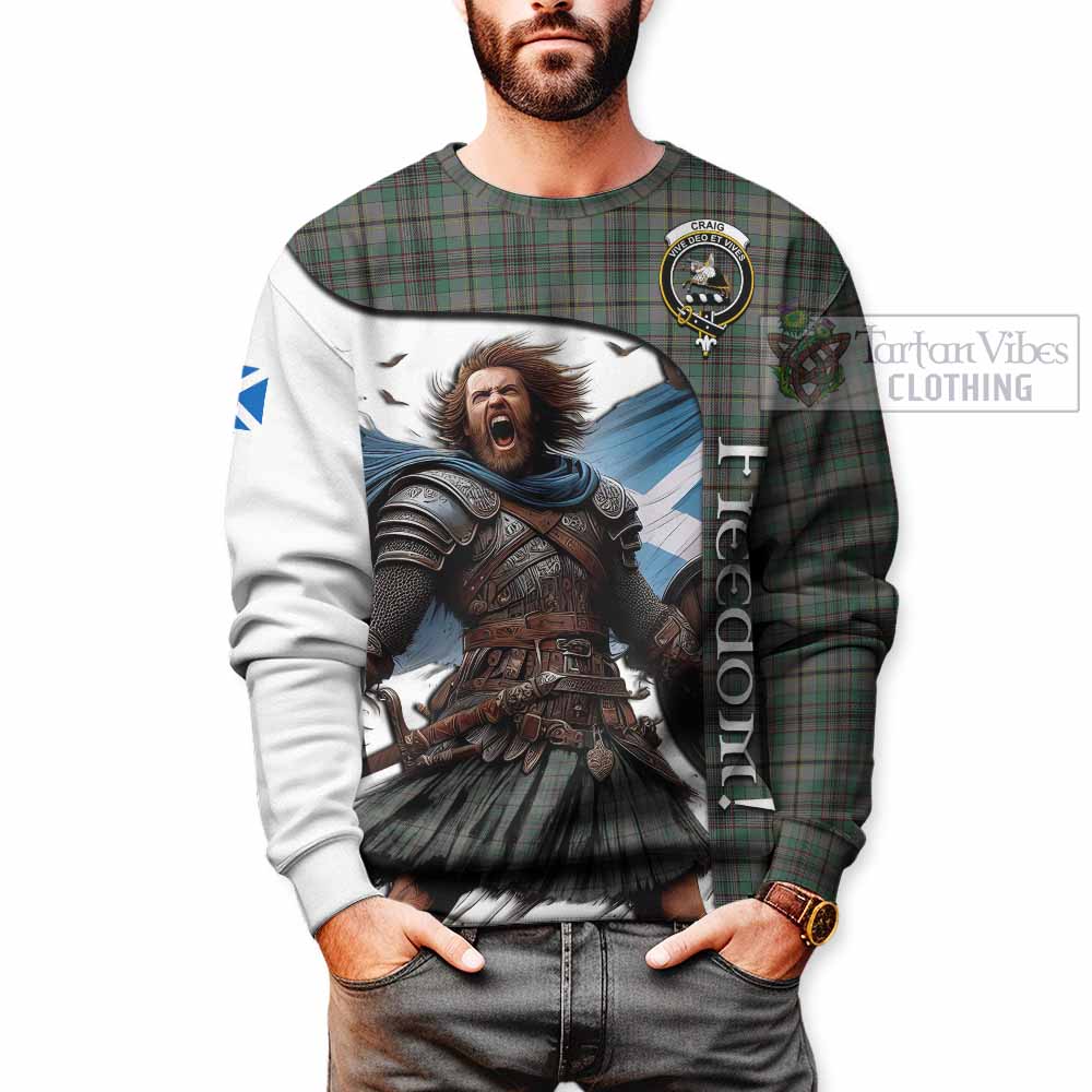 Tartan Vibes Clothing Craig Crest Tartan Sweatshirt Inspired by the Freedom of Scottish Warrior