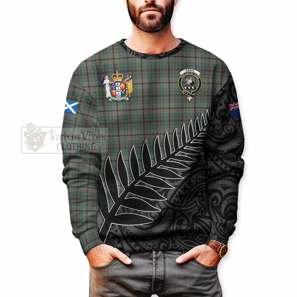 Tartan Vibes Clothing Craig Crest Tartan Sweatshirt with New Zealand Silver Fern Half Style