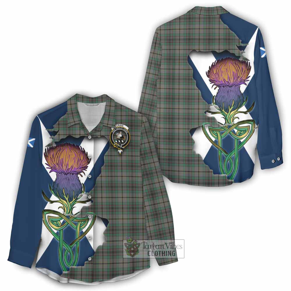 Craig Tartan Family Crest Women's Casual Shirt Scottish Thistle Celtic Inspired - Tartan Vibes Clothing