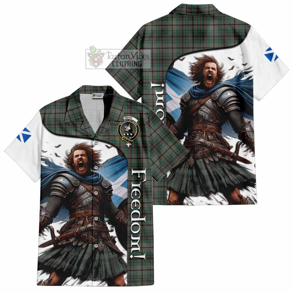 Tartan Vibes Clothing Craig Crest Tartan Short Sleeve Button Shirt Inspired by the Freedom of Scottish Warrior