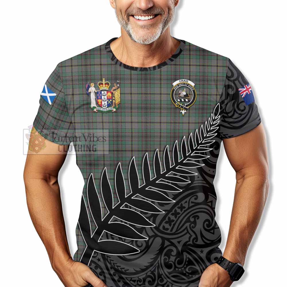 Tartan Vibes Clothing Craig Crest Tartan T-Shirt with New Zealand Silver Fern Half Style