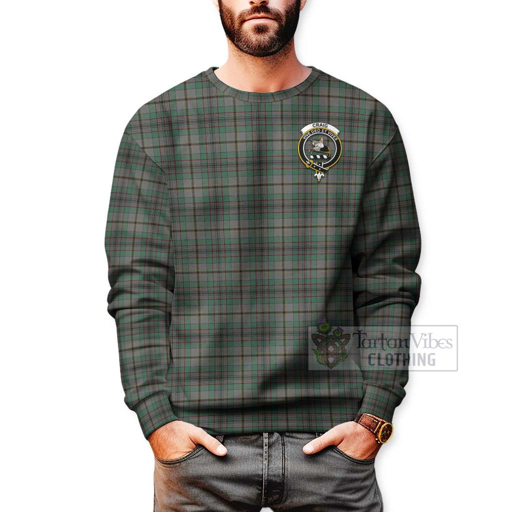 Tartan Vibes Clothing Craig Tartan Sweatshirt with Family Crest Celtic Skull Style