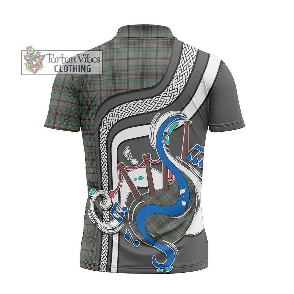 Craig Tartan Zipper Polo Shirt with Epic Bagpipe Style - Tartanvibesclothing Shop