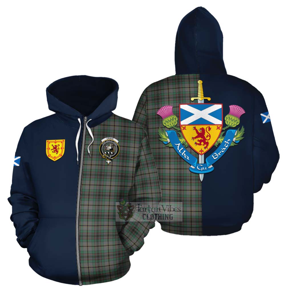 Tartan Vibes Clothing Craig Tartan Cotton Hoodie Alba with Scottish Lion Royal Arm Half Style