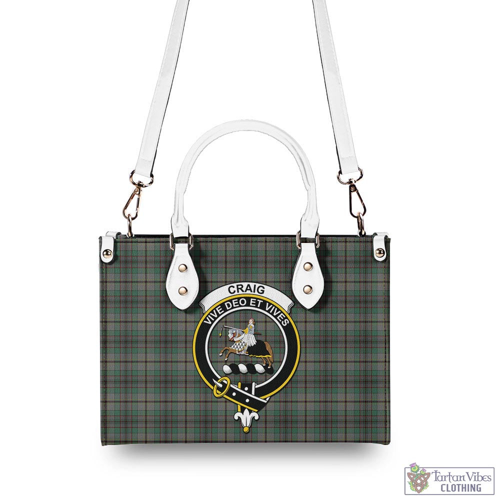 Tartan Vibes Clothing Craig Tartan Luxury Leather Handbags with Family Crest