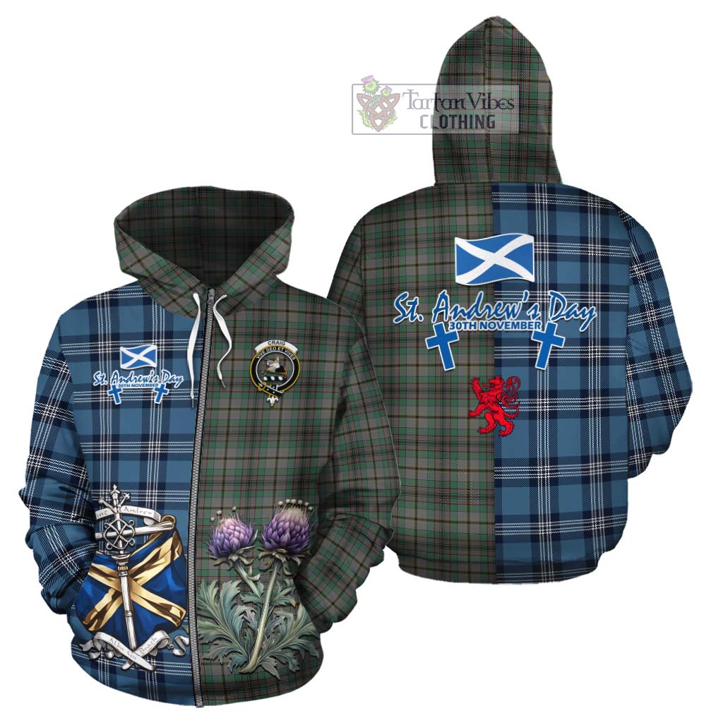 Tartan Vibes Clothing Craig Tartan Cotton Hoodie Happy St. Andrew's Day Half Tartan Style