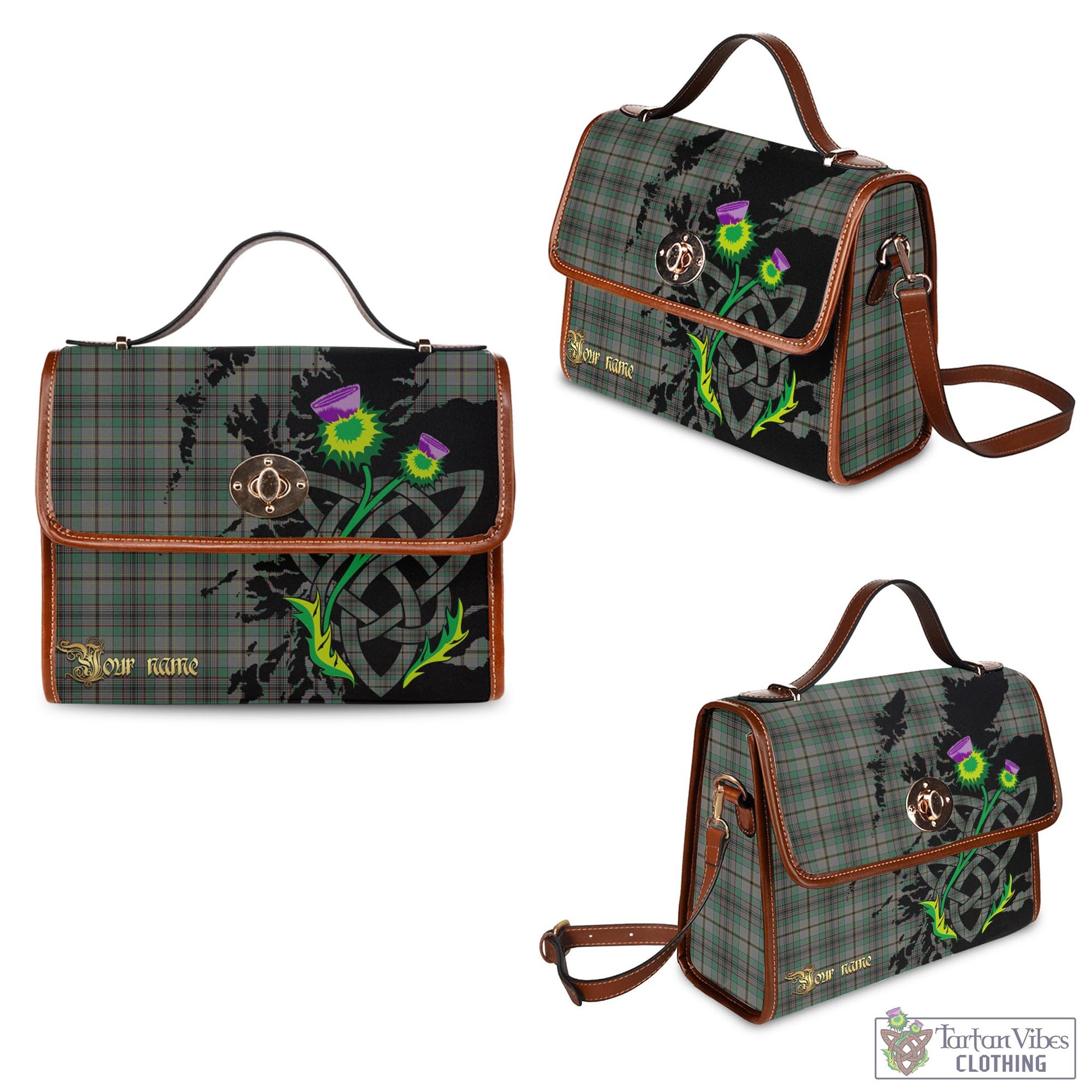 Tartan Vibes Clothing Craig Tartan Waterproof Canvas Bag with Scotland Map and Thistle Celtic Accents