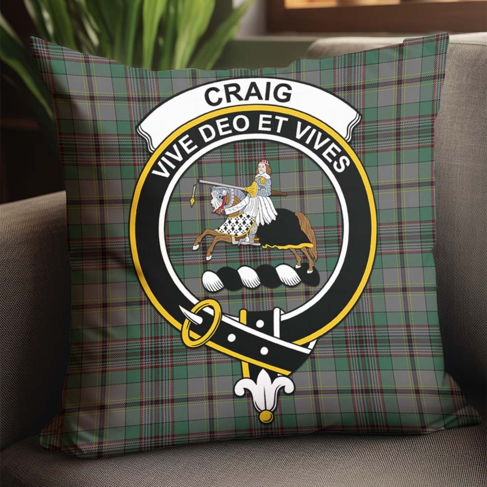 Craig Tartan Pillow Cover with Family Crest - Tartanvibesclothing