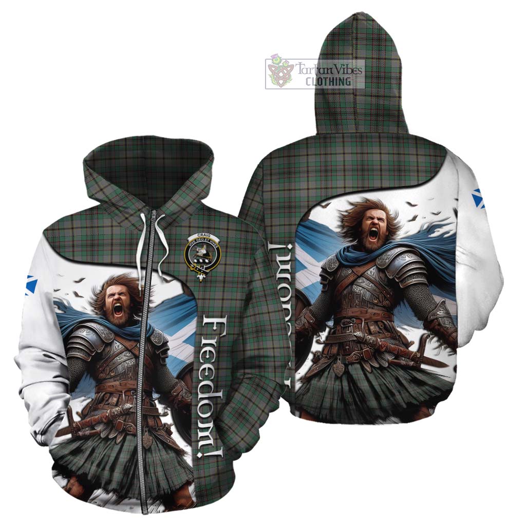 Tartan Vibes Clothing Craig Crest Tartan Cotton Hoodie Inspired by the Freedom of Scottish Warrior